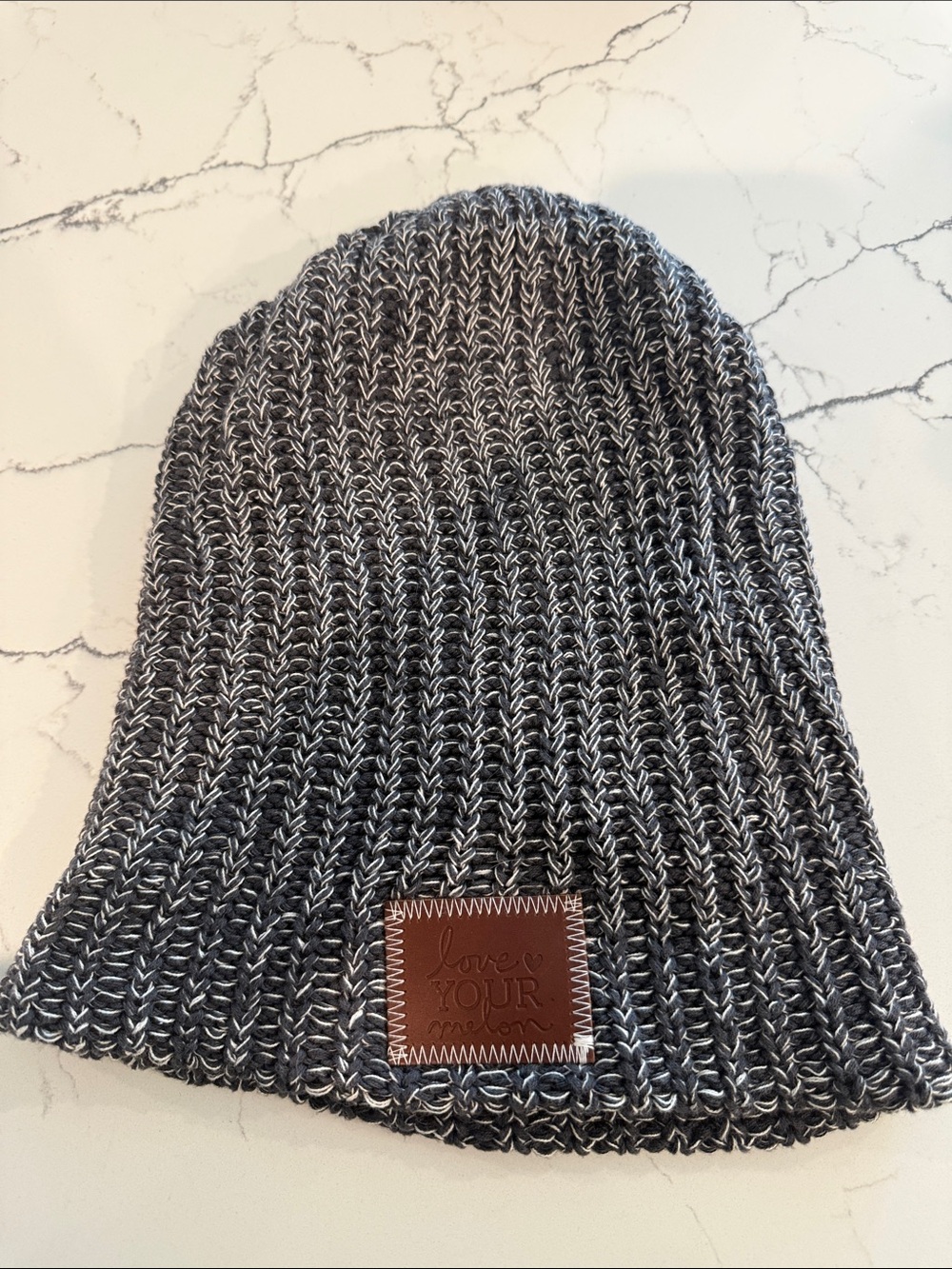 Love Your Melon Black & White Heathered Knit Beanie